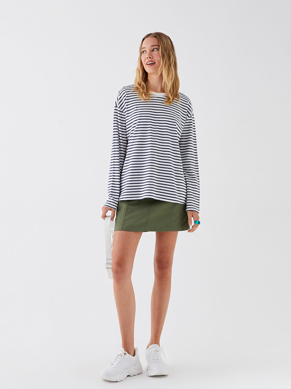 LCW Vision Crew Neck Striped Long Sleeve Women's Sweatshirt -W36501Z8-LGS