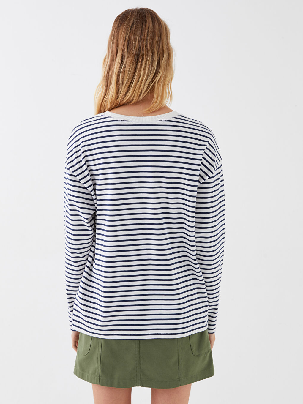 LCW Vision Crew Neck Striped Long Sleeve Women's Sweatshirt -W36501Z8-LGS