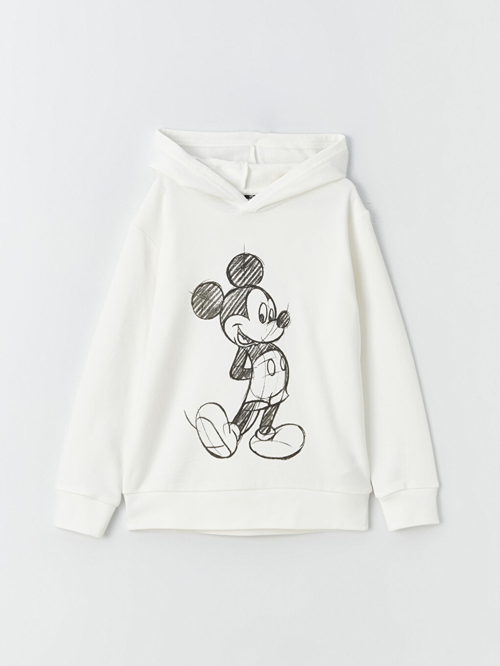 LCW Kids Ekru Mickey Mouse Baskılı Uzun Kollu Erkek Çocuk Hoodie