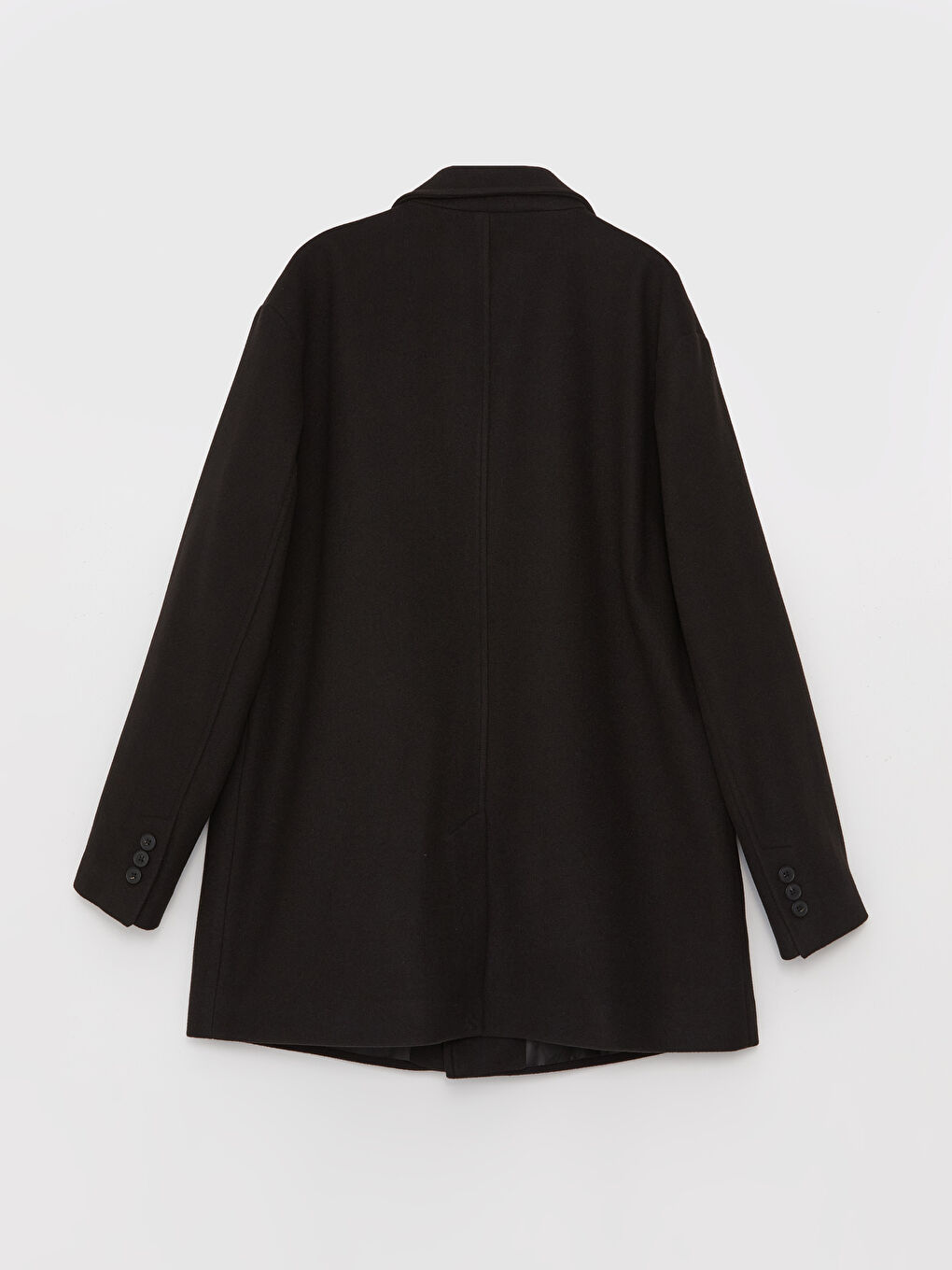 Siyah Standart Kalıp Ceket Yaka Erkek Kaşe Kaban-8