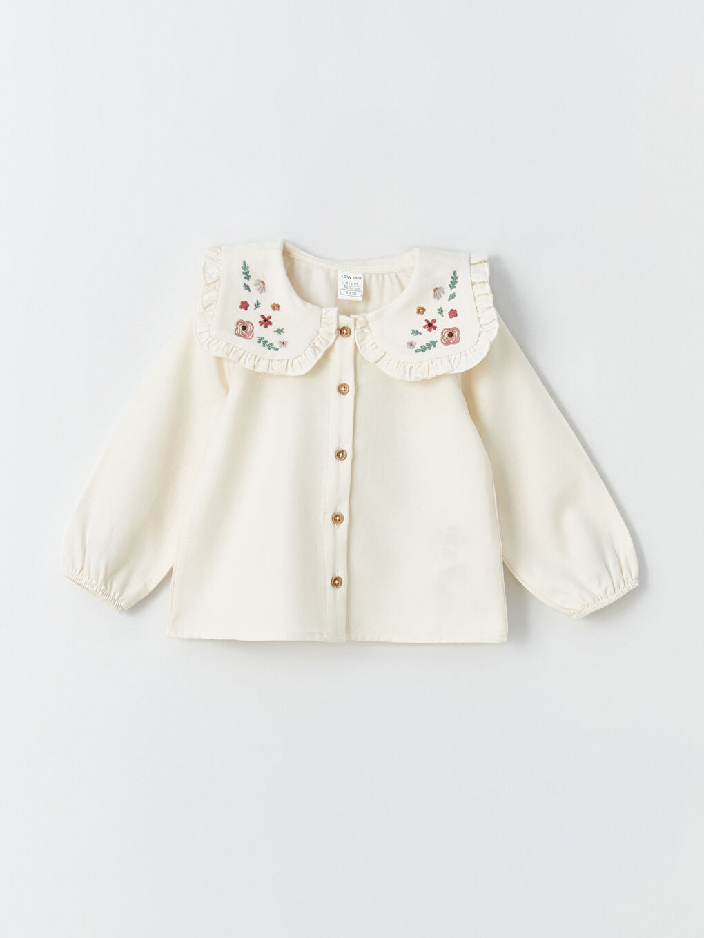 Set Bluză și Pantaloni cu Guler Bebe și Mânecă Lungă din Bumbac pentru Fetițe, Set 2 Bucăți-1