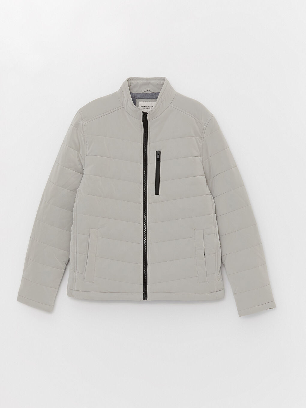 Bej Slim Fit Dik Yaka Erkek Şişme Mont-6