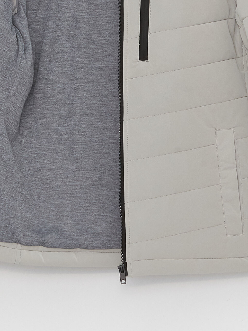 Bej Slim Fit Dik Yaka Erkek Şişme Mont-7