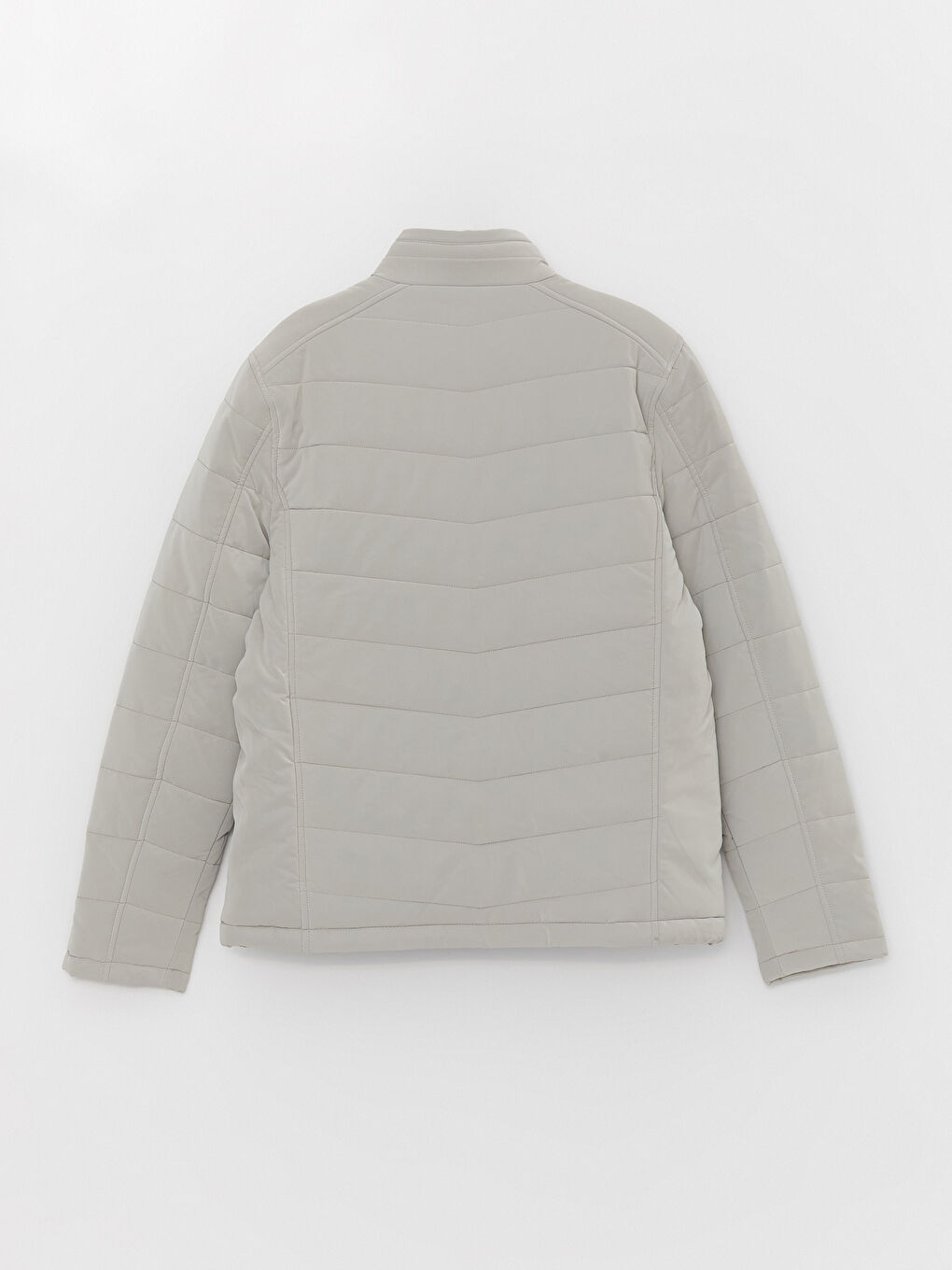 Bej Slim Fit Dik Yaka Erkek Şişme Mont-8