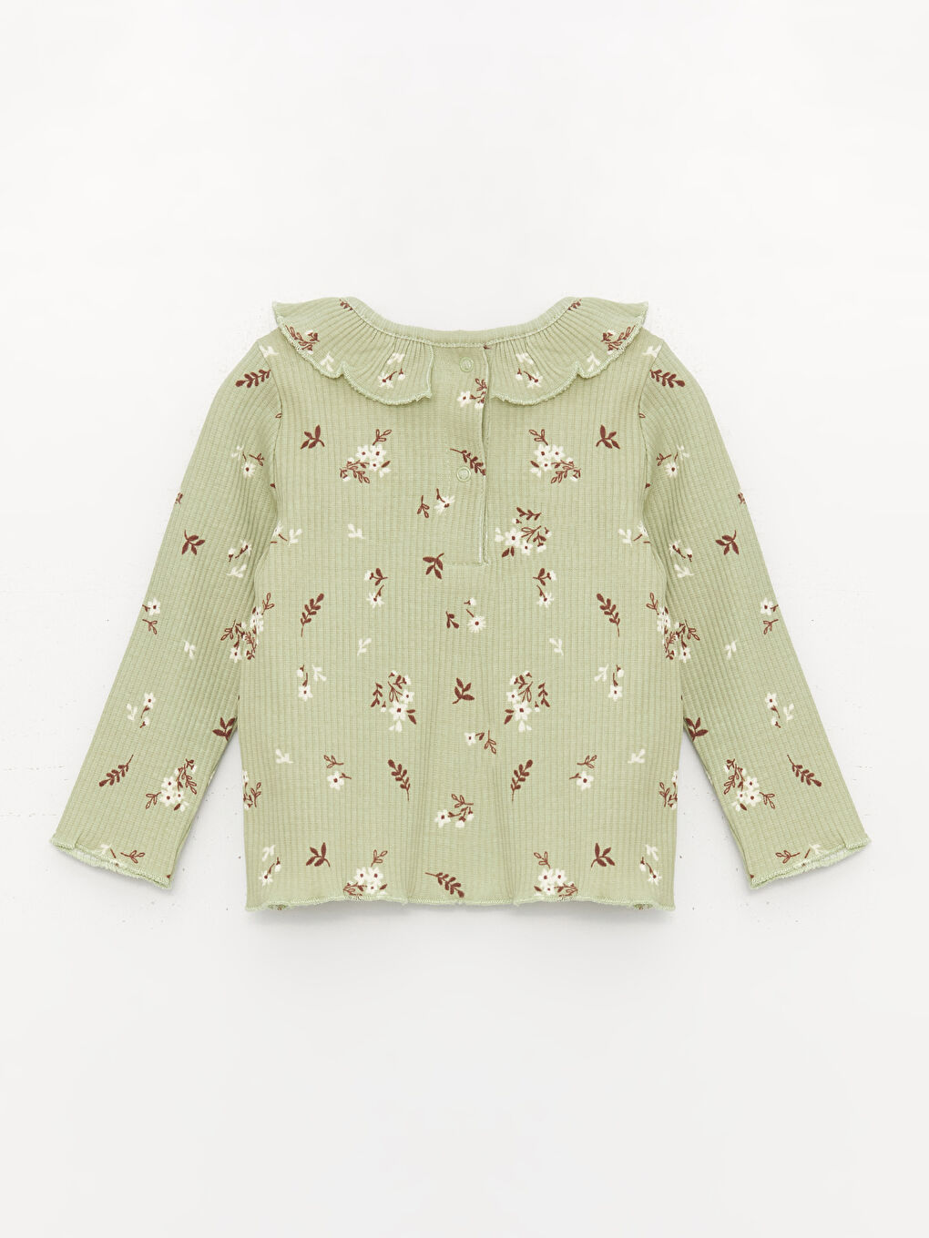 Yeşil Bisiklet Yaka Uzun Kollu Kız Bebek Tişört ve Tayt 2'li Takım-2