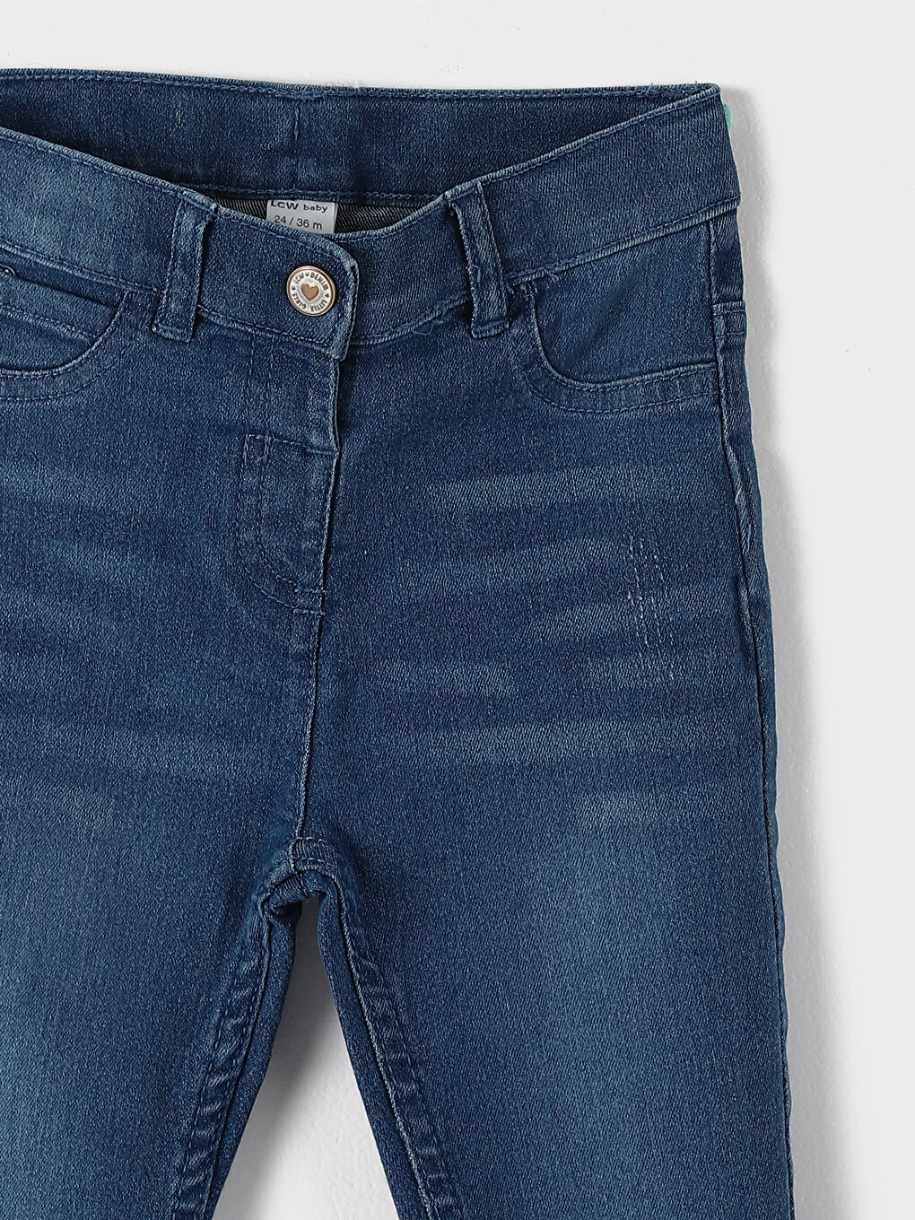 بنطلون جينز للبنات الرضع بخصر مرن بسيط-3
