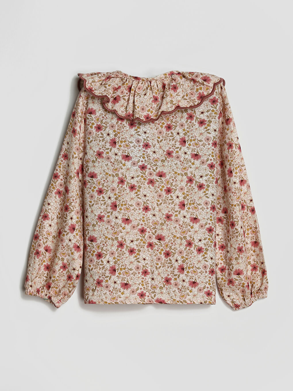 Bebe Collar Long Sleeve Patterned Baby Girl Shirt-1