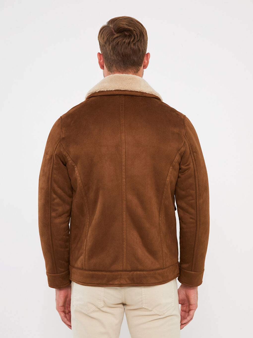 Standard Pattern Shirt Collar Men's Suede Coat-5