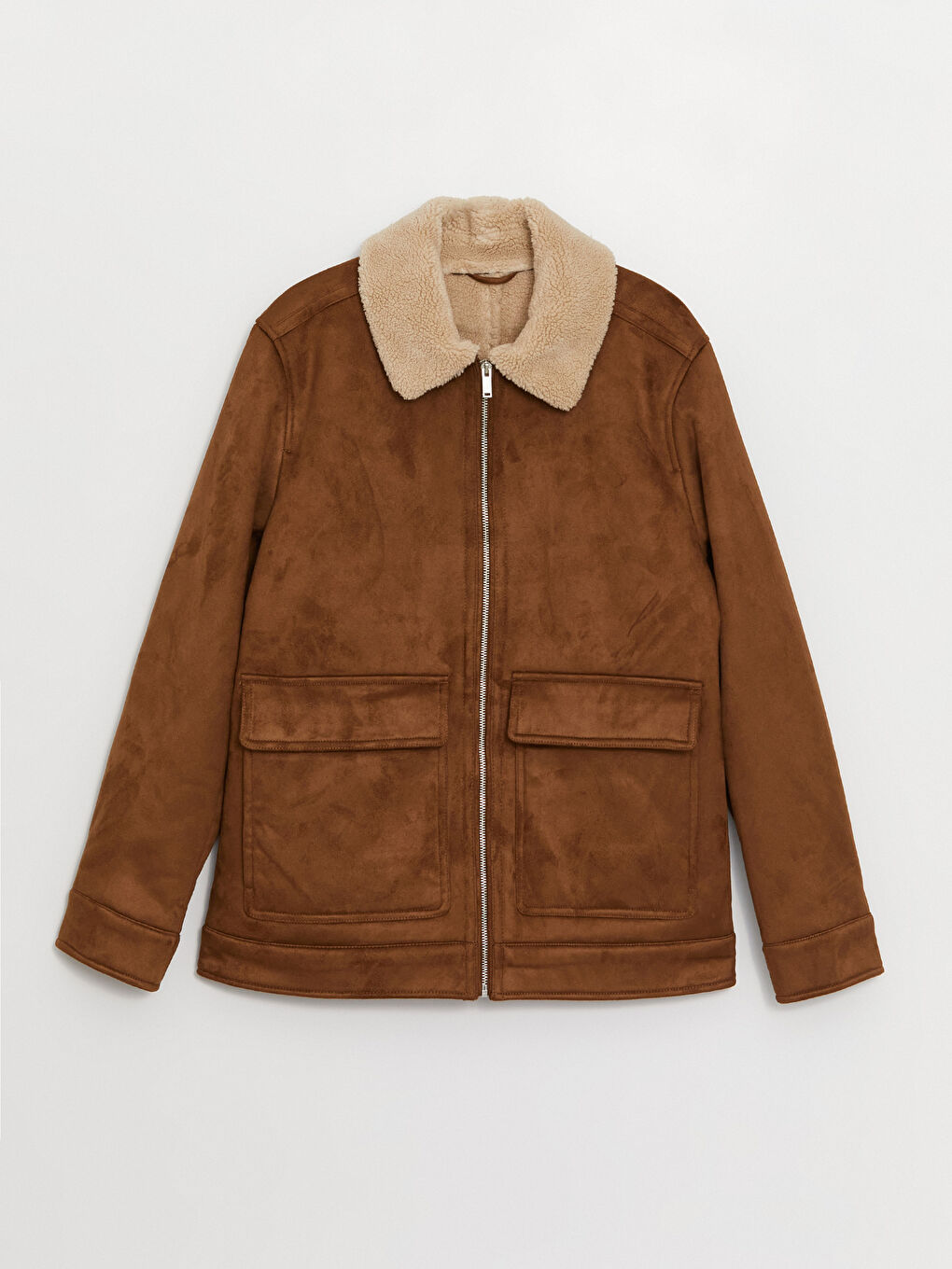 Standard Pattern Shirt Collar Men's Suede Coat-6