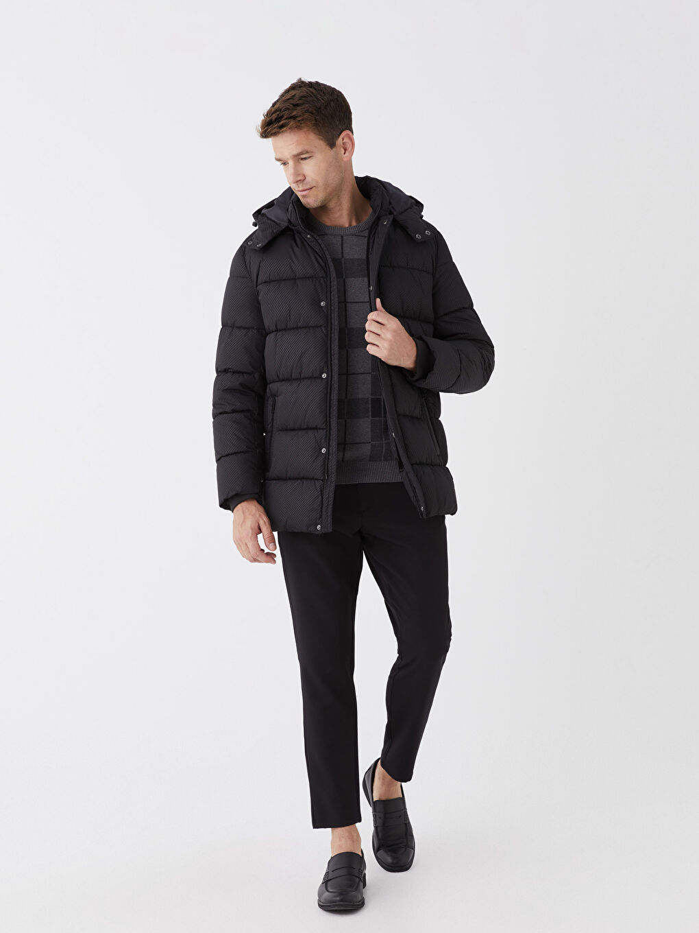 Standard Fit Hooded Men's Puffer Coat-1