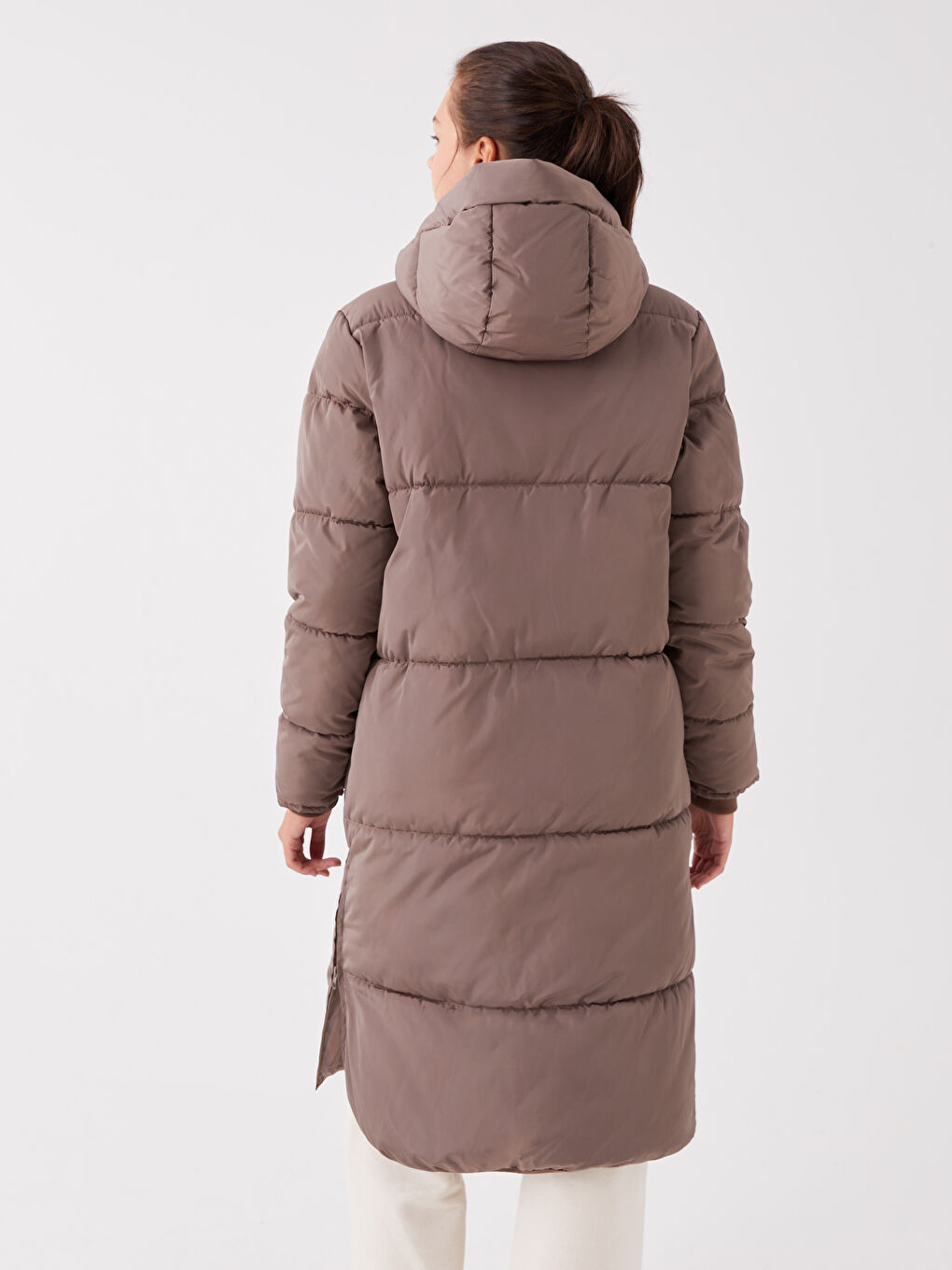 ქალებისთვის კაპიუშონიანი უბრალო დუტის ქურთუკი-5