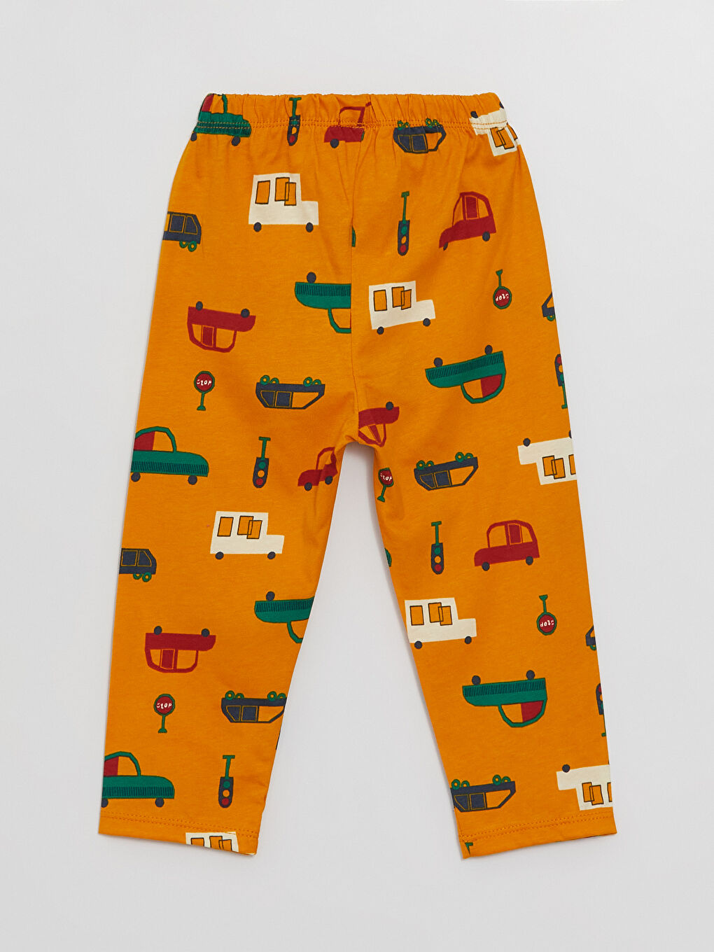 LCW baby Mat Sarı Baskılı Polo Yaka Erkek Bebek Pijama Takımı - 6