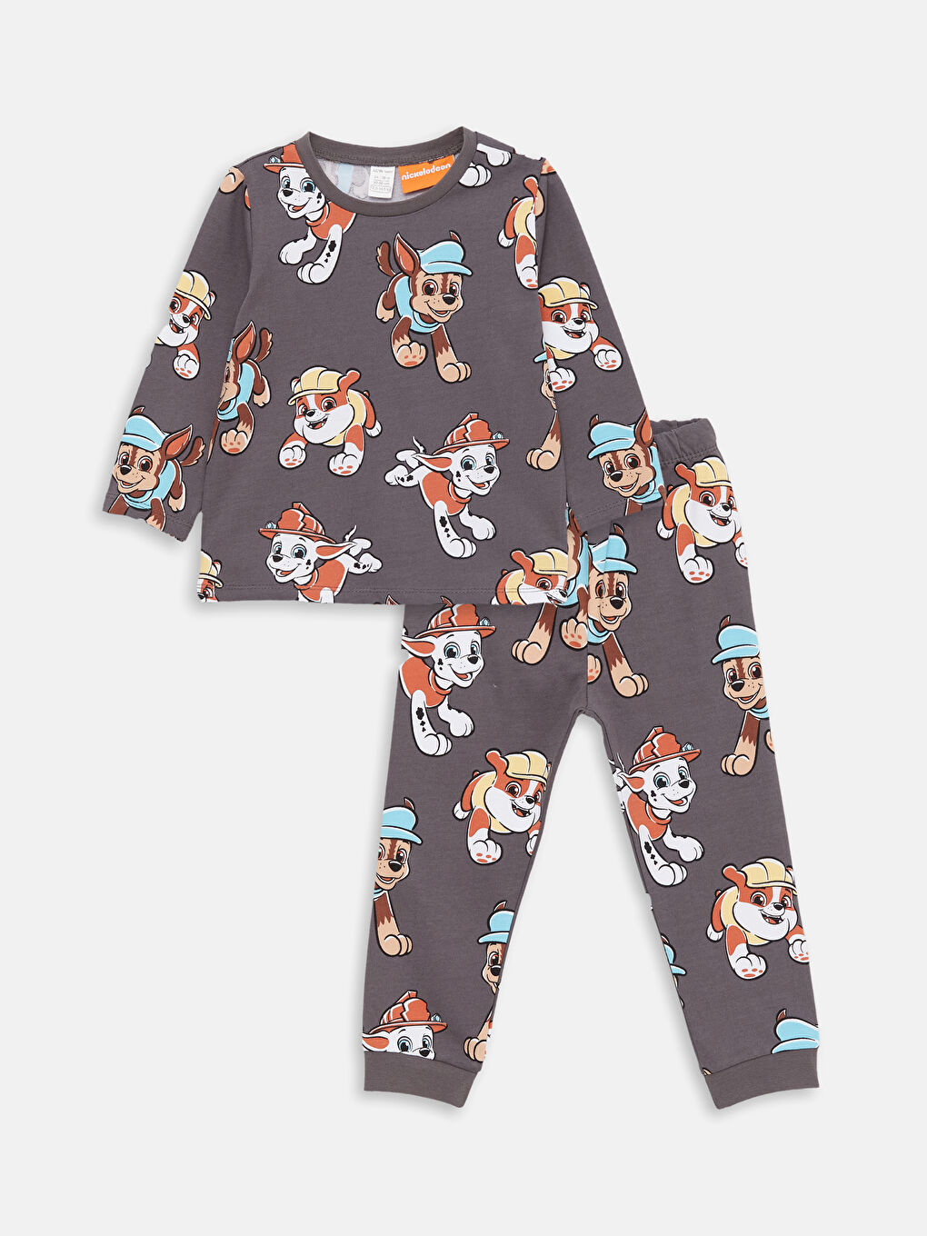 LCW baby Gri Bisiklet Yaka Uzun Kollu Paw Patrol Baskılı Erkek Bebek Pijama Takım - 3