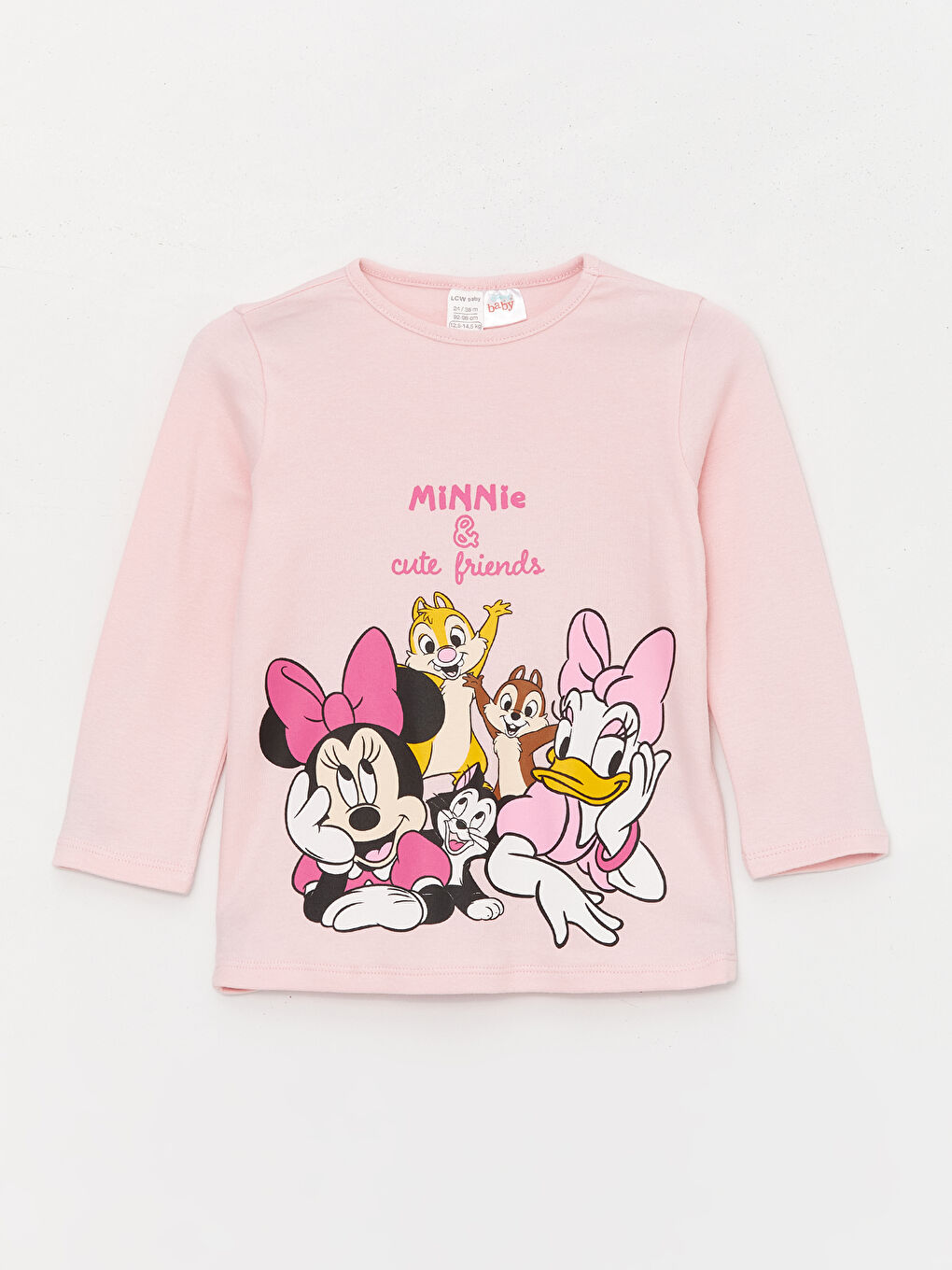 LCW baby Pembe Bisiklet Yaka Minnie Mouse Baskılı Kız Bebek Pijama Takımı - 1