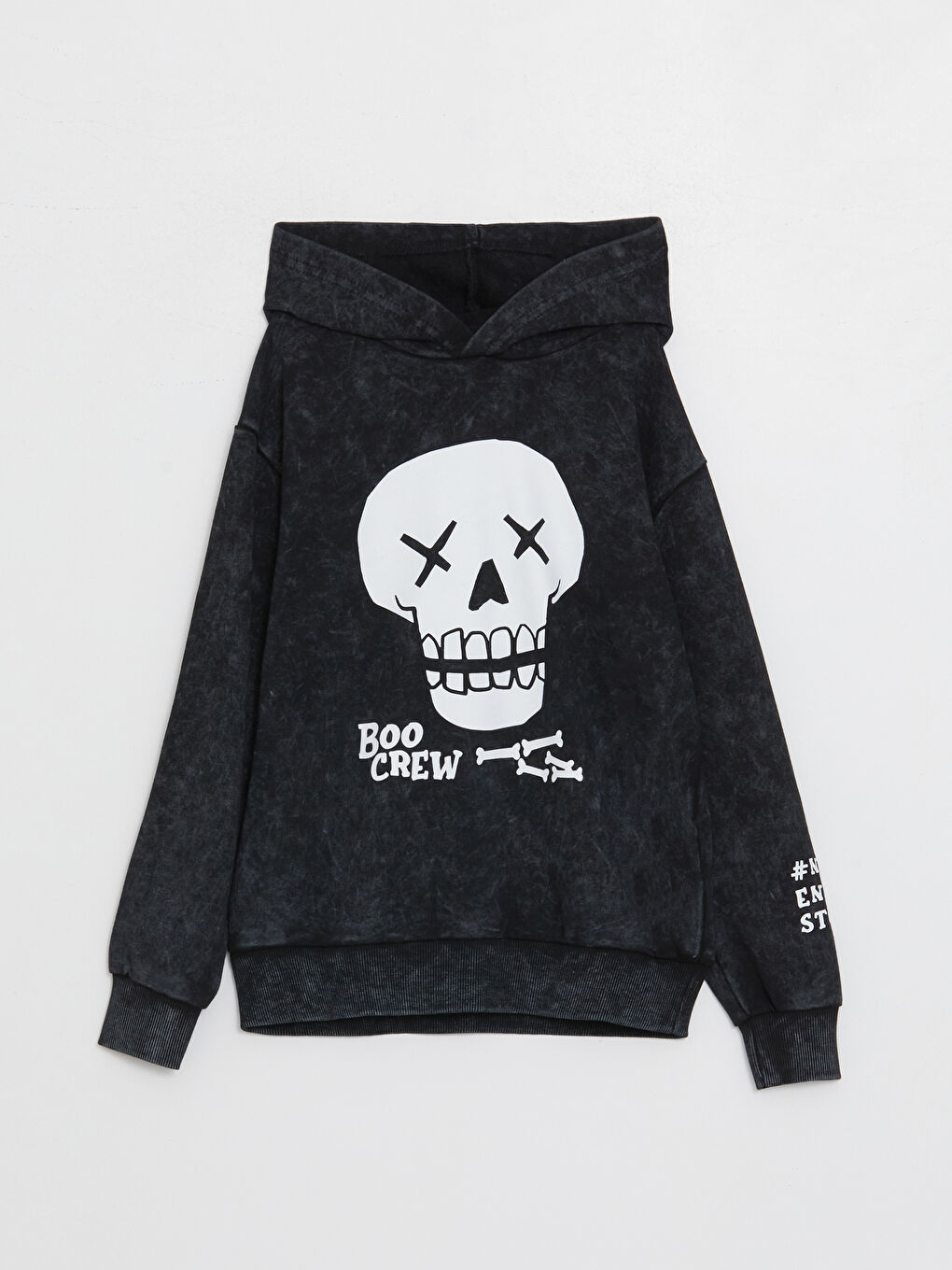 LCW Kids Yeni Siyah Rahat Kalıp Baskılı Erkek Çocuk Hoodie