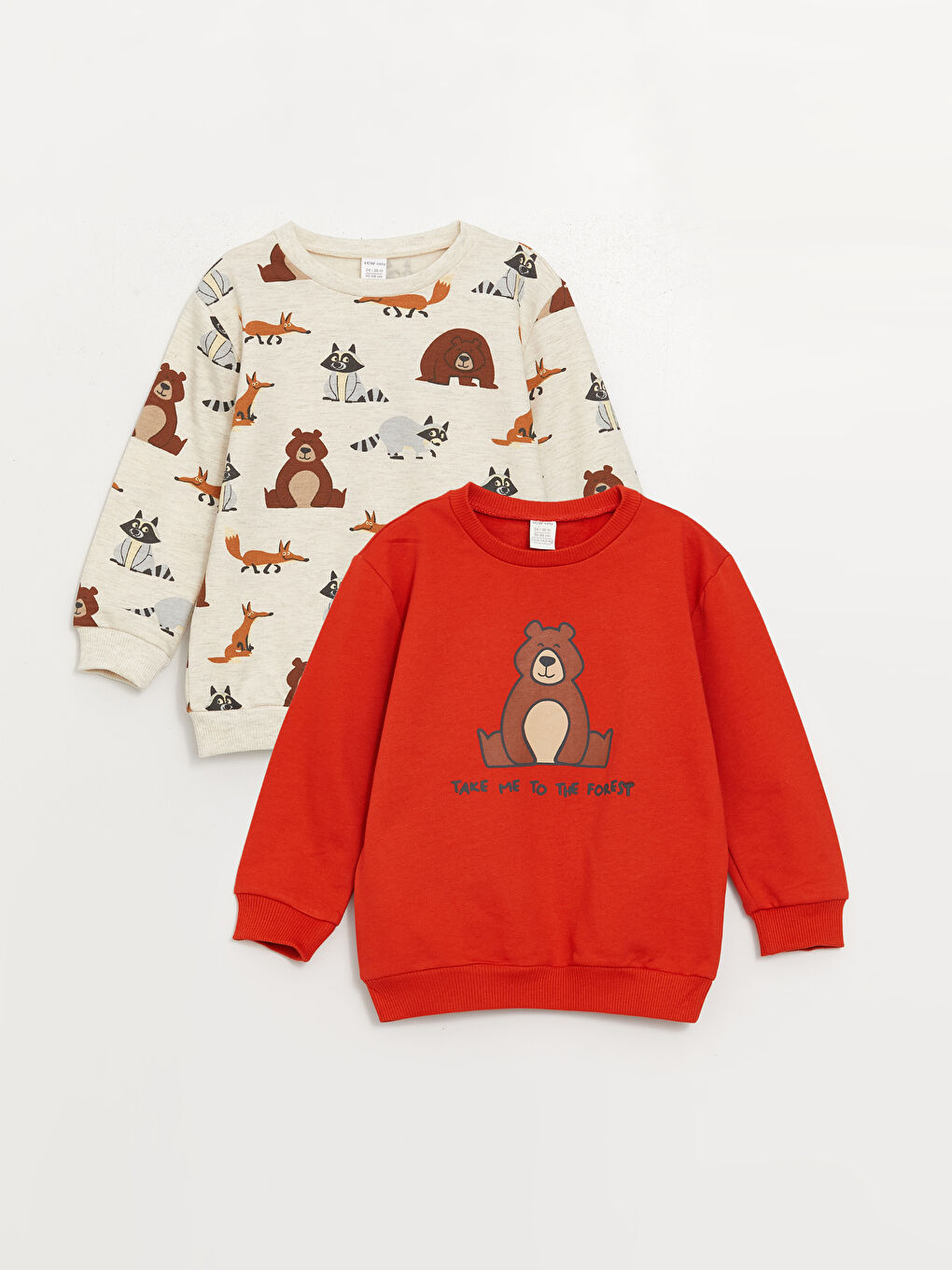 LCW baby Rundhalsausschnitt Langarm Bedrucktes Baby Jungen Sweatshirt 2er-Pack -W36757Z1-GYH