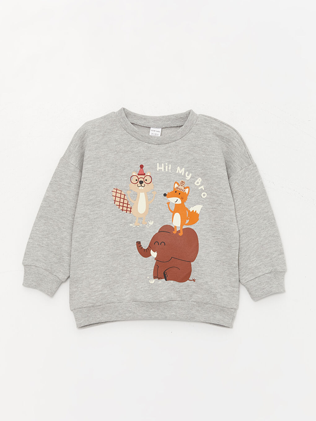 Bej Bisiklet Yaka Uzun Kollu Baskılı Erkek Bebek Sweatshirt 2'li-3