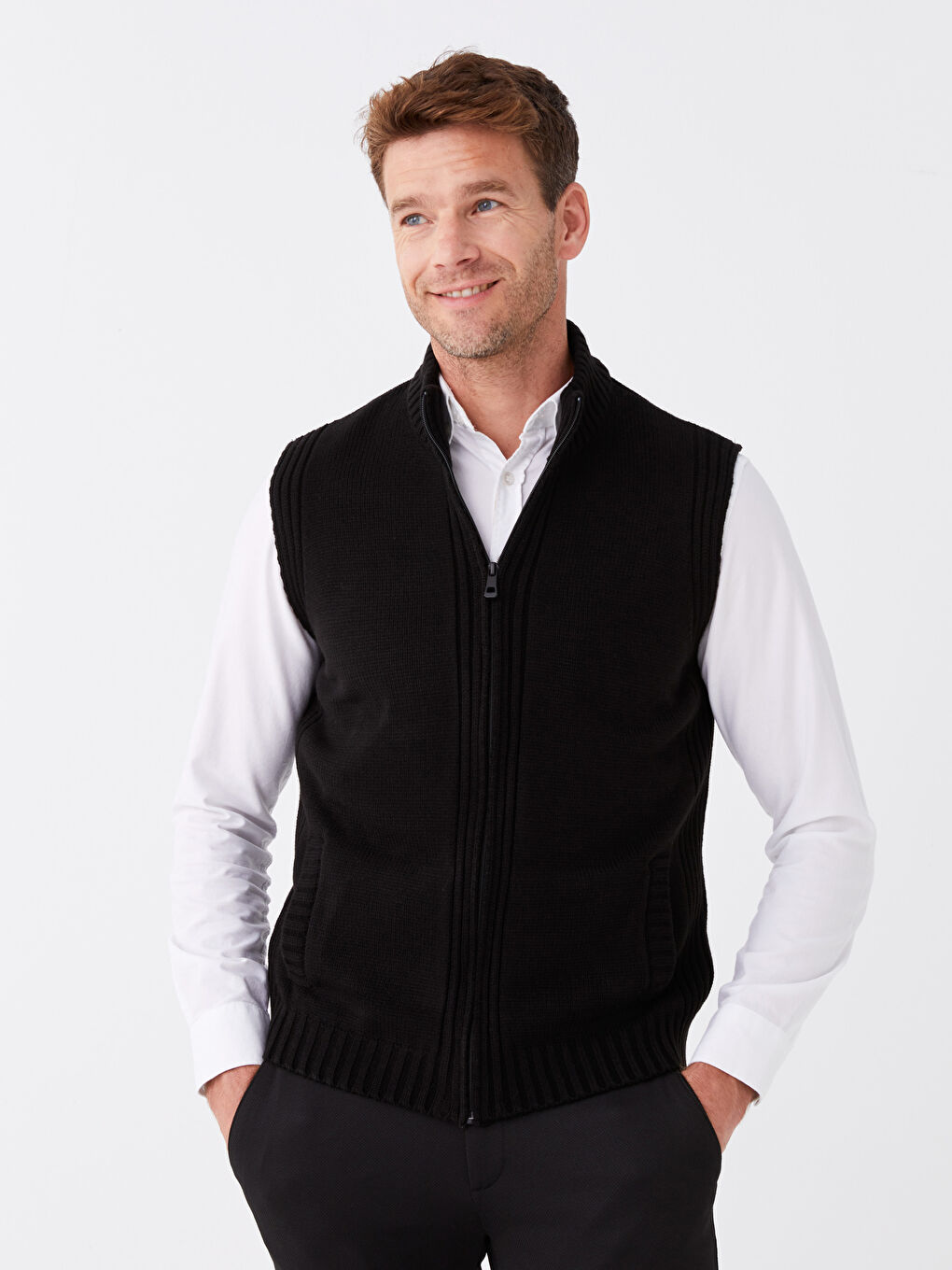 LCWAIKIKI Classic Regular Fit Funnel Neck Men's Knitwear Waistcoat -W36763Z8-CVL