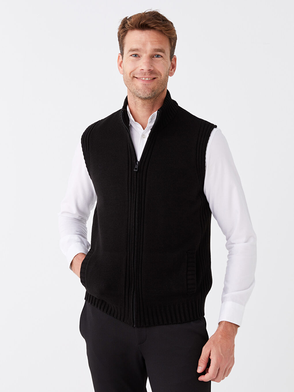 LCWAIKIKI Classic Regular Fit Funnel Neck Men's Knitwear Waistcoat -W36763Z8-CVL