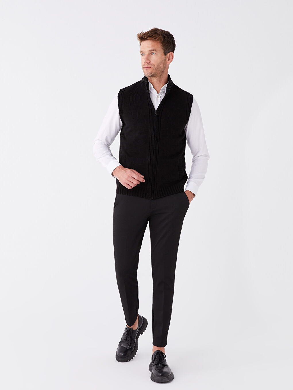 LCWAIKIKI Classic Regular Fit Funnel Neck Men's Knitwear Waistcoat -W36763Z8-CVL