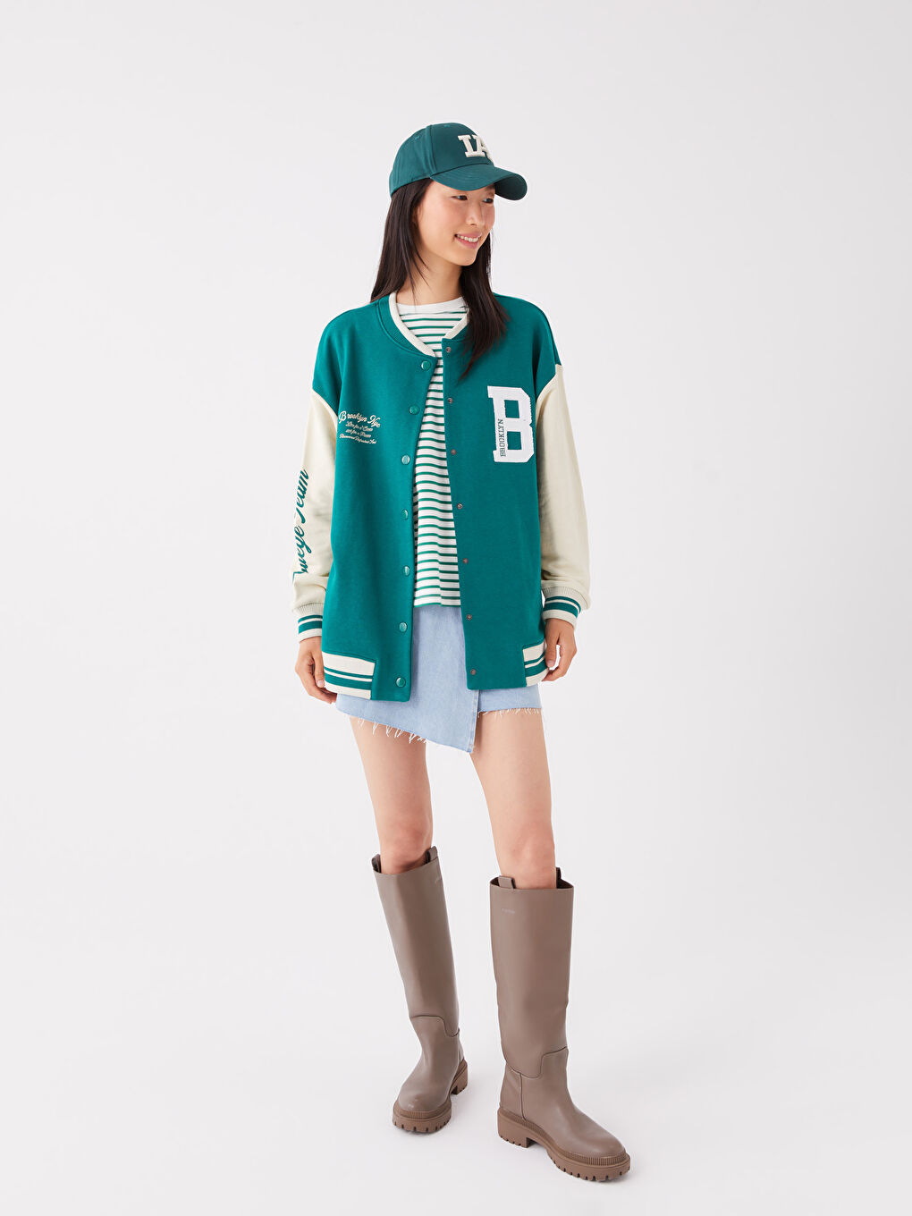 Printed Long Sleeve Women's College Jacket-5