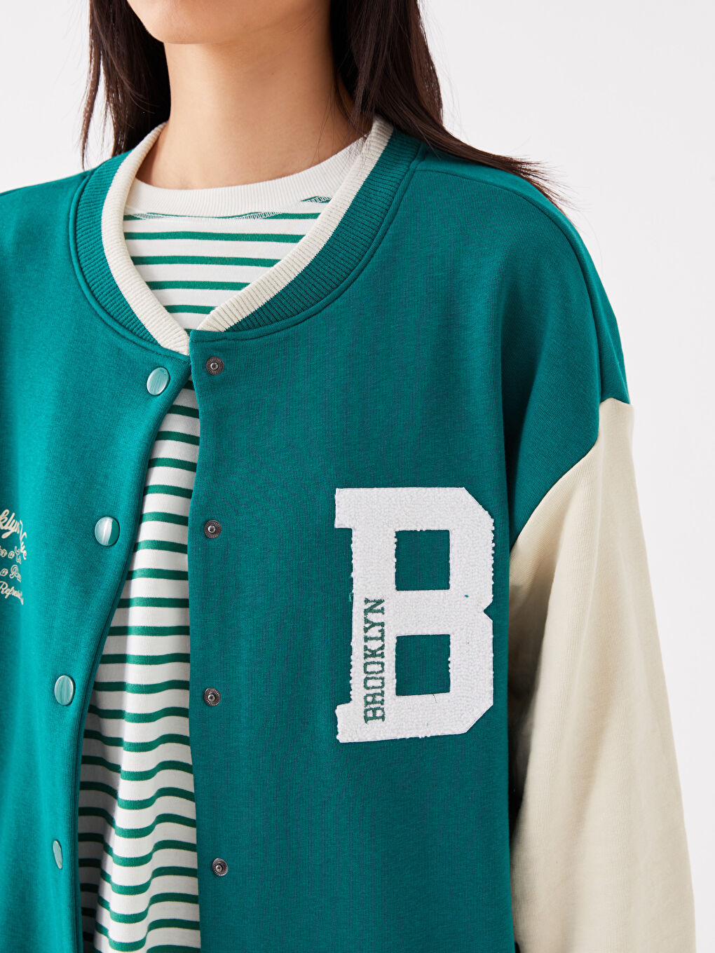 Printed Long Sleeve Women's College Jacket-7