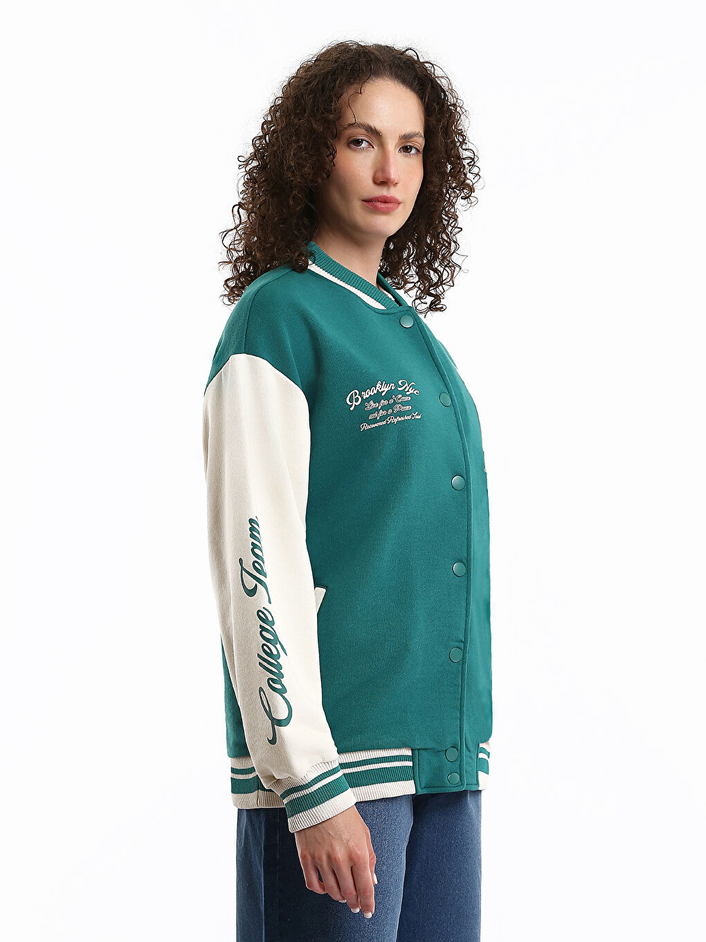 Printed Long Sleeve Women's College Jacket-6