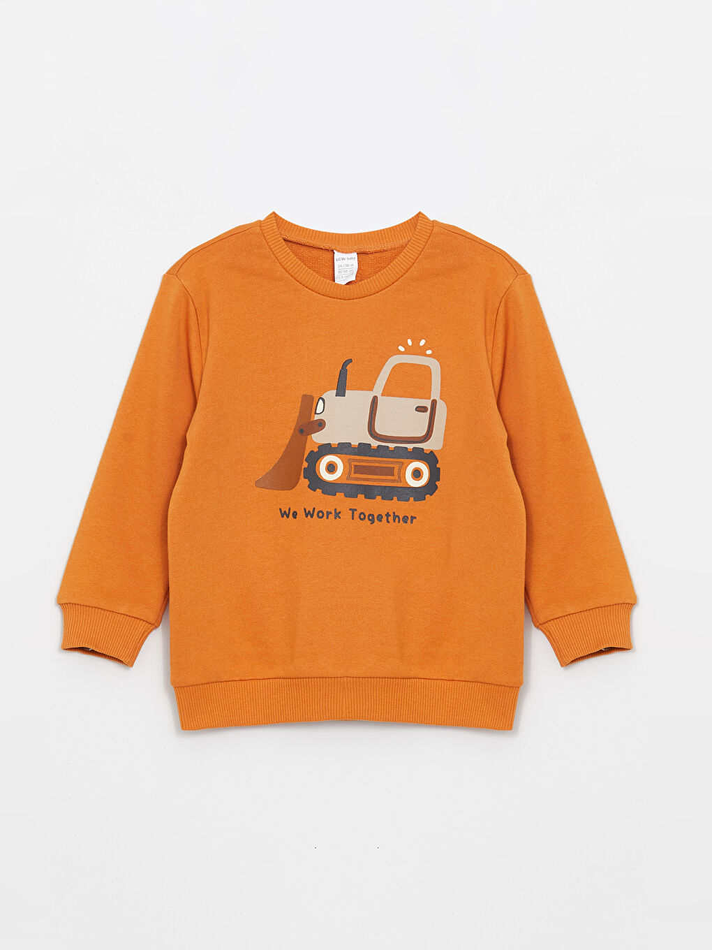 LCW baby Turuncu Bisiklet Yaka Baskılı Uzun Kollu Erkek Bebek Sweatshirt 2'li - 1