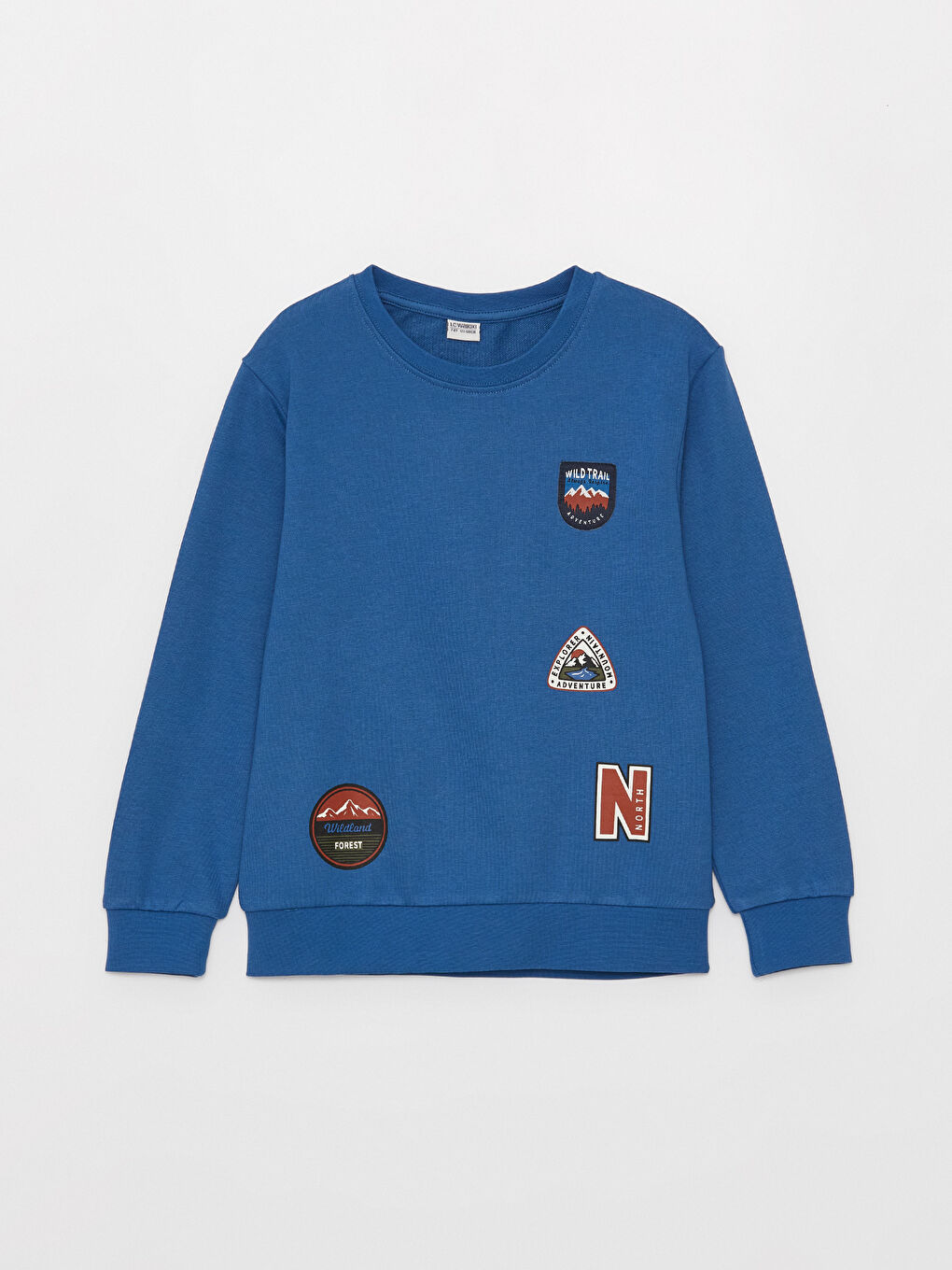 Mavi Bisiklet Yaka Nakışlı Uzun Kollu Erkek Çocuk Sweatshirt