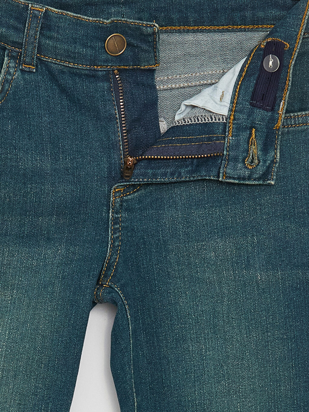 İndigo Beli Ayarlanabilir Lastikli Erkek Çocuk Jean Pantolon-1