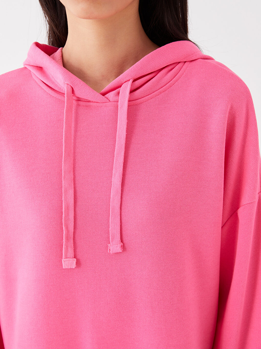 LCW Vision Neon Pembe Baskılı Uzun Kollu Oversize Kadın Hoodie - 3