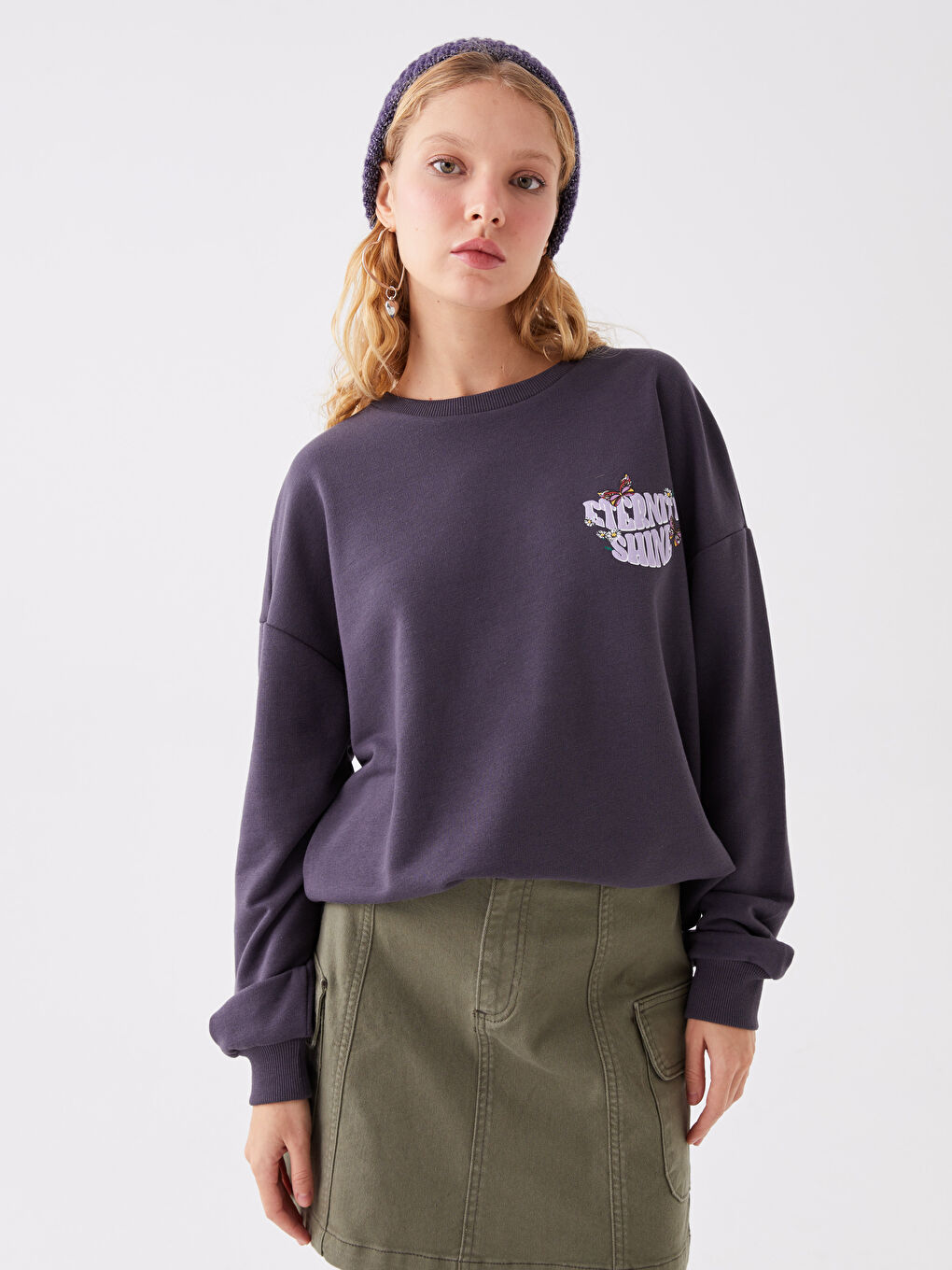 Әйелдерге арналған ұзын жеңді принтті оверсайз свитшот-1