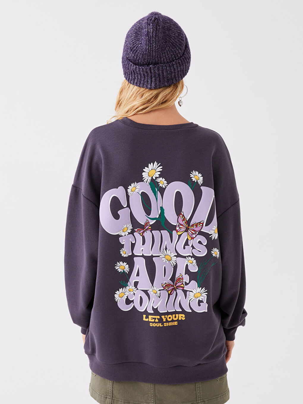 Әйелдерге арналған ұзын жеңді принтті оверсайз свитшот-4