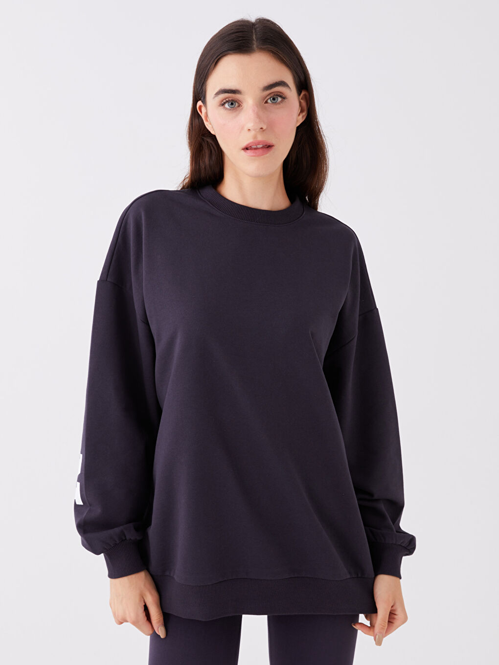 Свитшот с круглым вырезом, с принтом, с длинным рукавом, оверсайз, для женщин-1