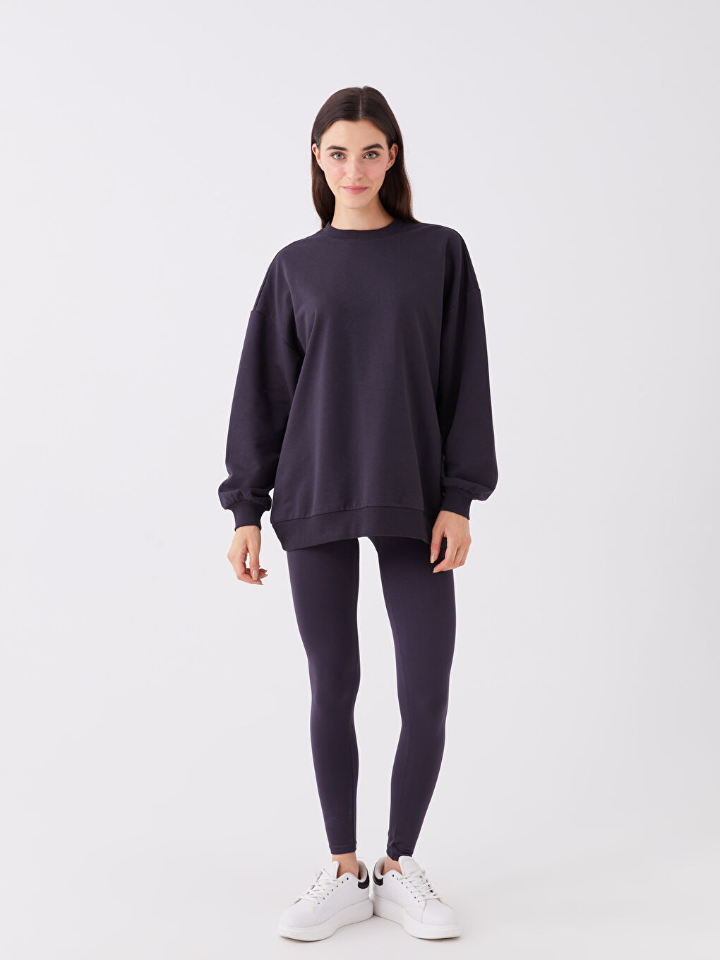 Свитшот с круглым вырезом, с принтом, с длинным рукавом, оверсайз, для женщин-2