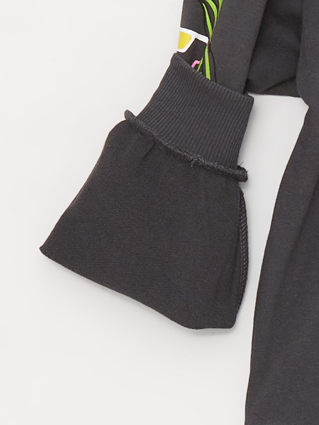 Antrasit Bisiklet Yaka Baskılı Uzun Kollu Oversize Kadın Sweatshirt-6