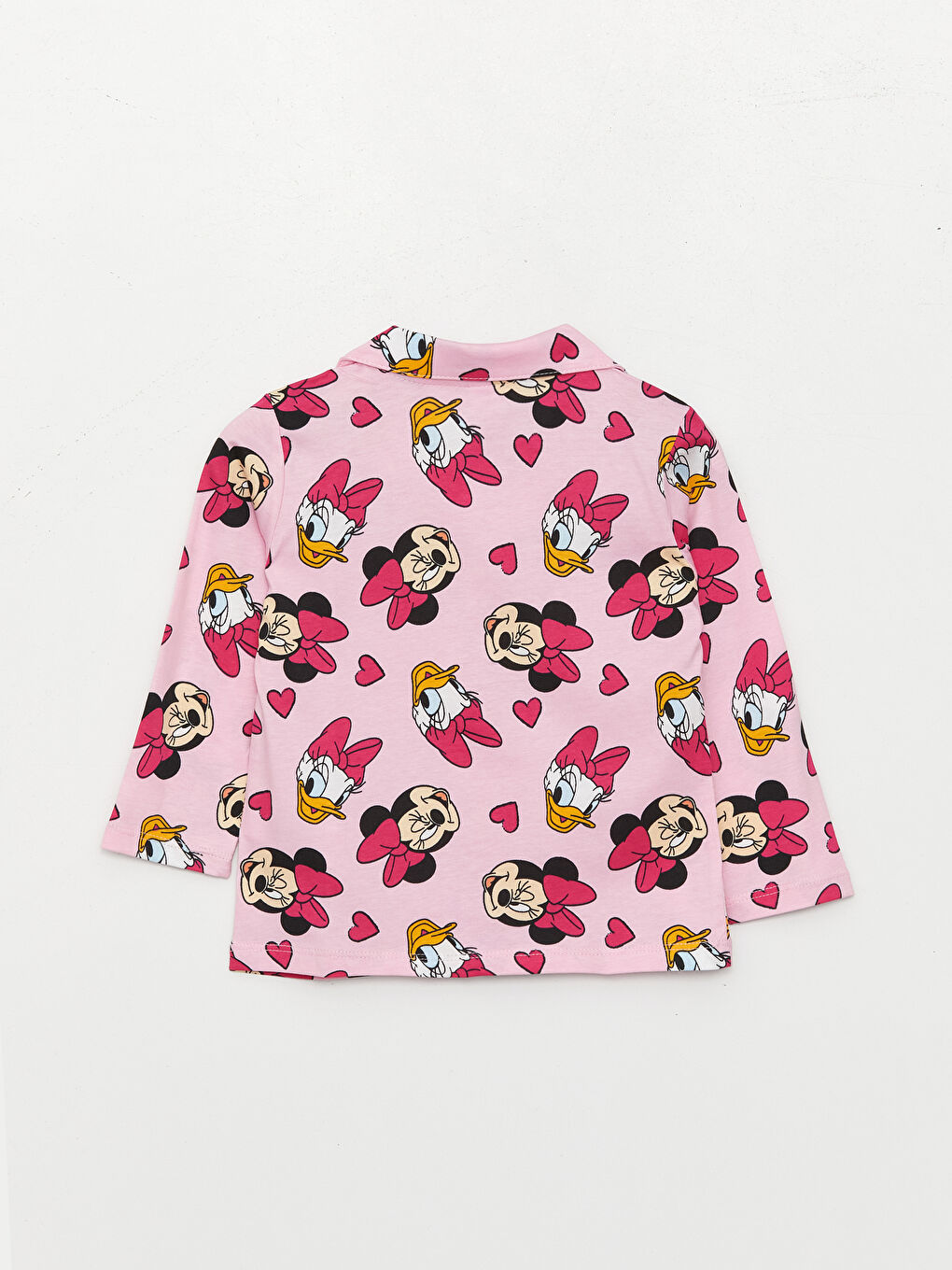 LCW baby Pembe Polo Yaka Uzun Kollu Minnie Mouse Baskılı Kız Bebek Pijama Takımı - 2