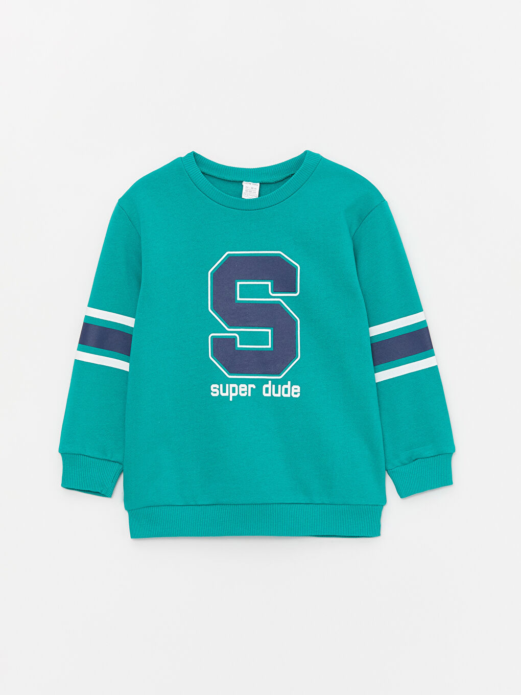 Yeşil Bisiklet Yaka Baskılı Erkek Bebek Sweatshirt ve Eşofman Alt 2'li-1