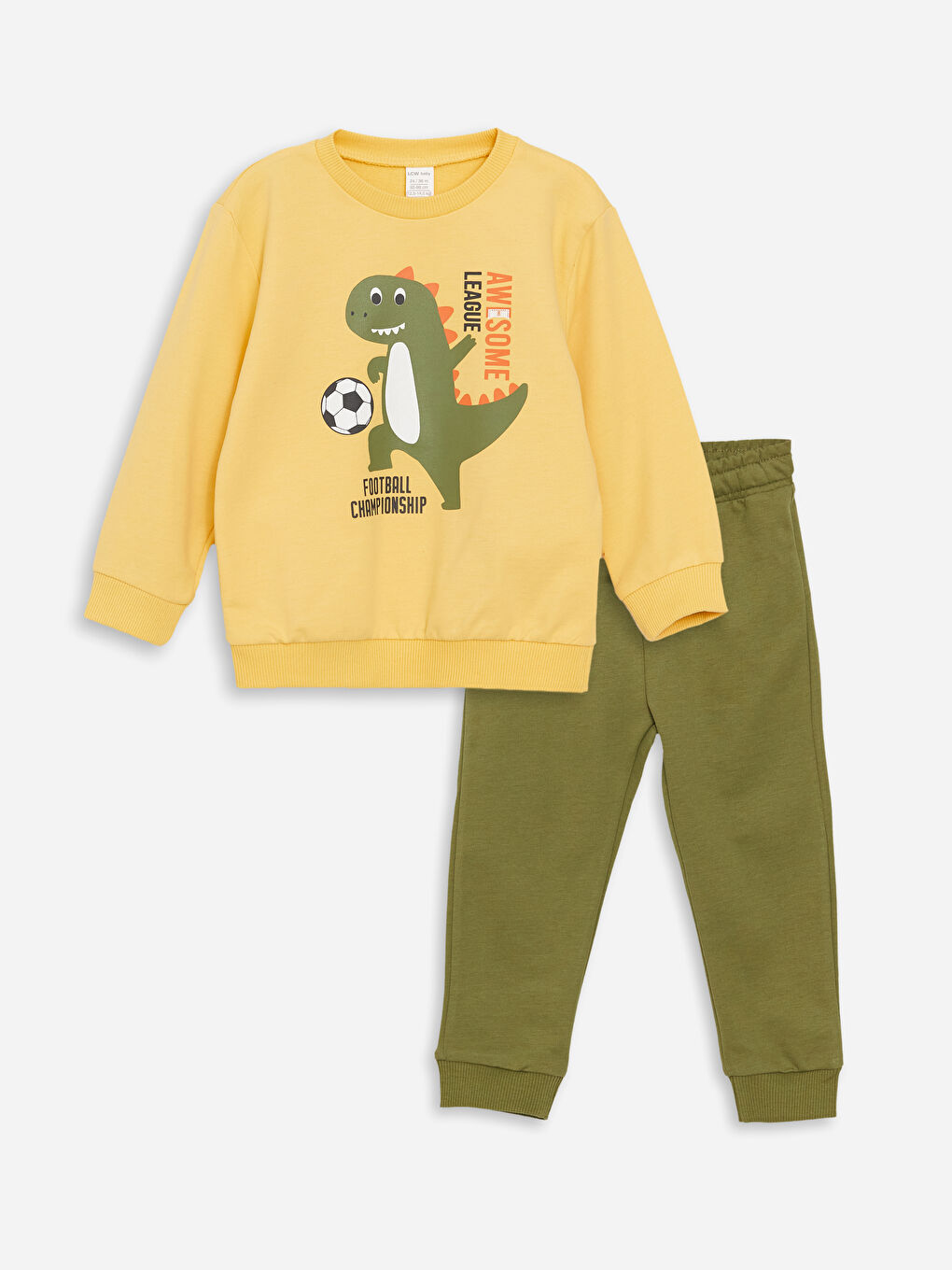 Ensemble Sweat-Shirt et Pantalon Bébé Garçon Imprimé Dinosaure à Manches Longues et Col Rond
