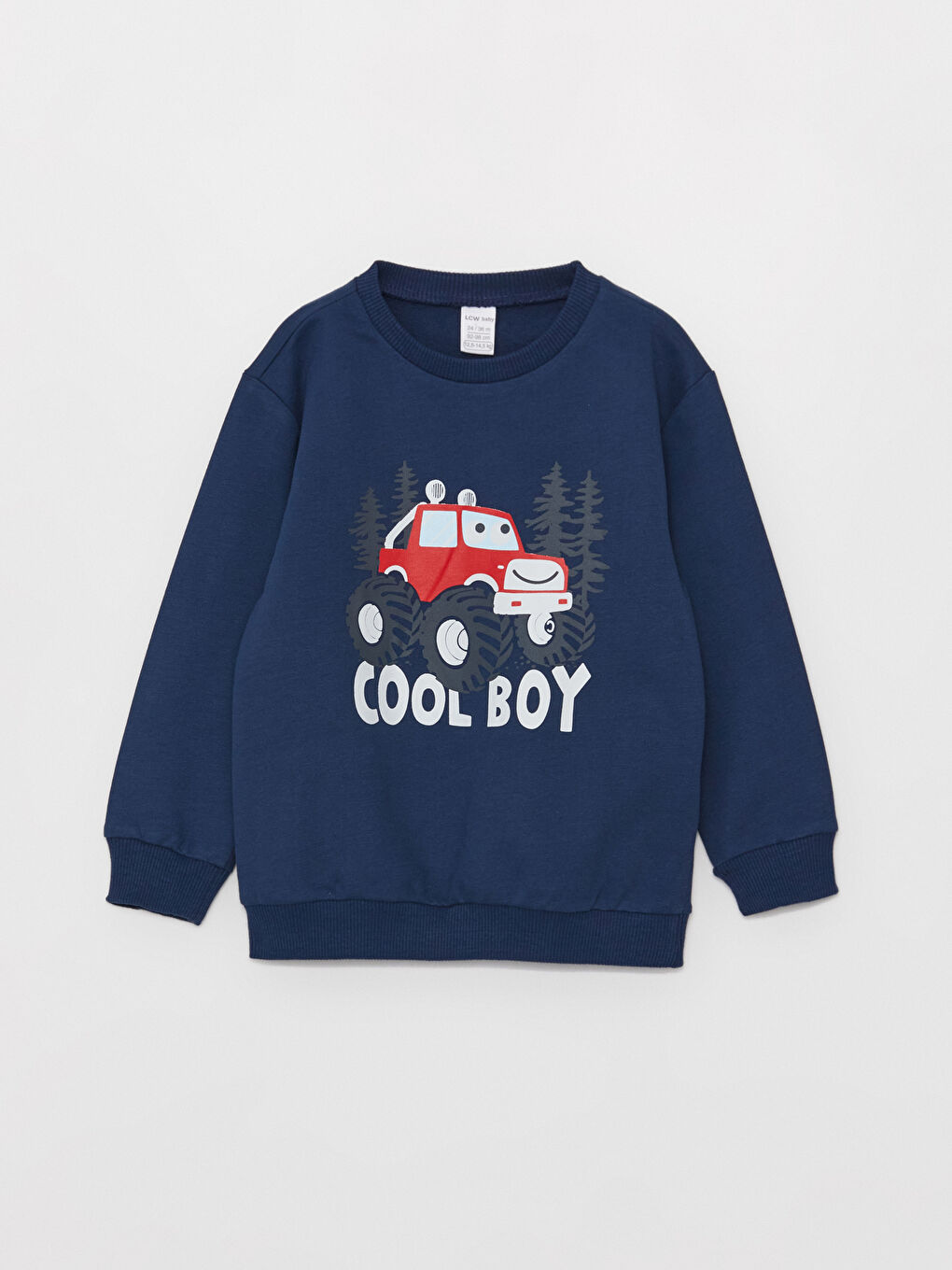 LCW baby İndigo Bisiklet Yaka Uzun Kollu Baskılı Erkek Bebek Sweatshirt ve Eşofman Alt 2'li Takım - 1