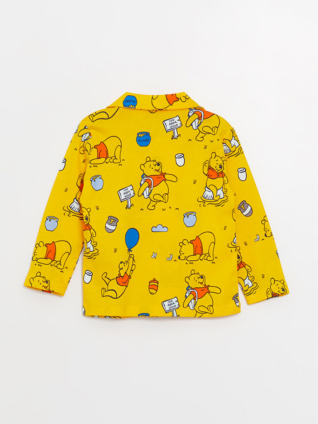 LCW baby Sarı Baskılı Polo Yaka Uzun Kollu Winnie the Pooh Baskılı Erkek Bebek Pijama Takımı - 2