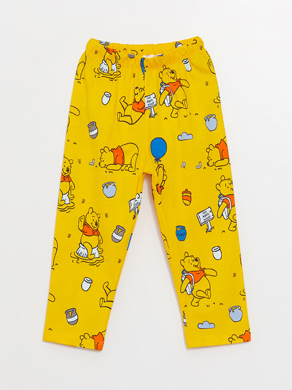 LCW baby Sarı Baskılı Polo Yaka Uzun Kollu Winnie the Pooh Baskılı Erkek Bebek Pijama Takımı - 3