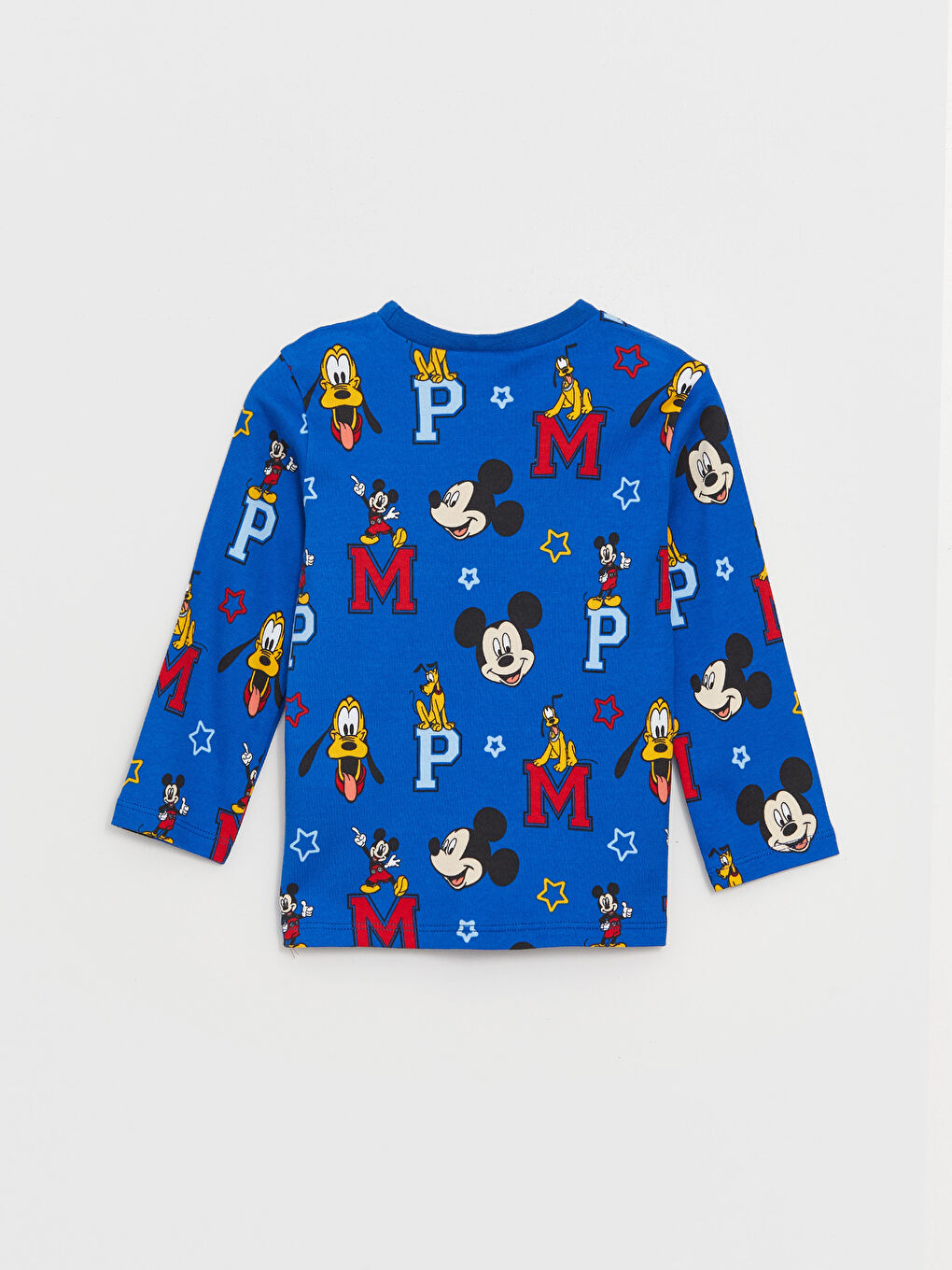 LCW baby Koyu Mavi Baskılı Bisiklet Yaka Uzun Kollu Mickey Mouse Baskılı Erkek Bebek Pijama Takım - 4