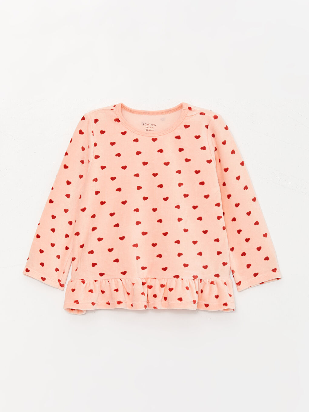 Crew Neck Long Sleeve Printed Velvet Baby Girl Pajama Set-1