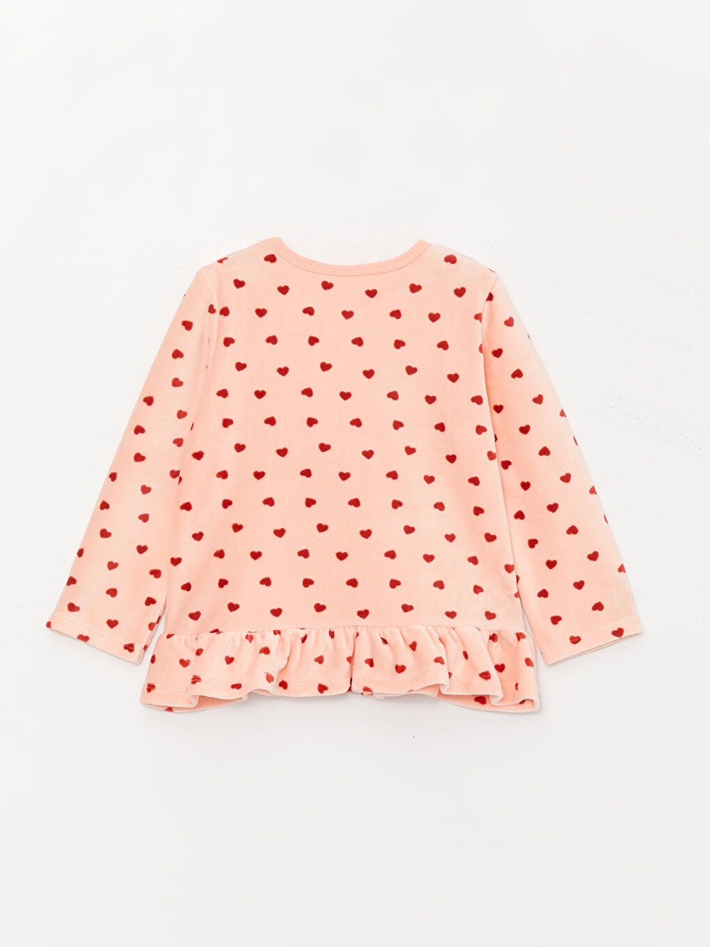 Crew Neck Long Sleeve Printed Velvet Baby Girl Pajama Set-2