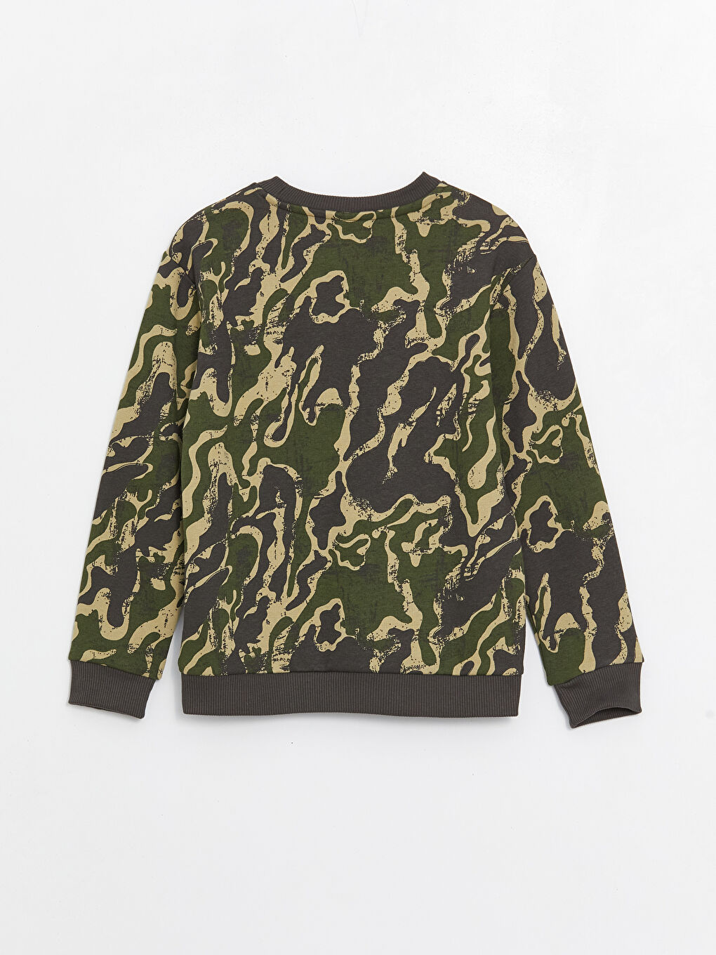 Haki Bisiklet Yaka Baskılı Uzun Kollu Erkek Çocuk Sweatshirt-1