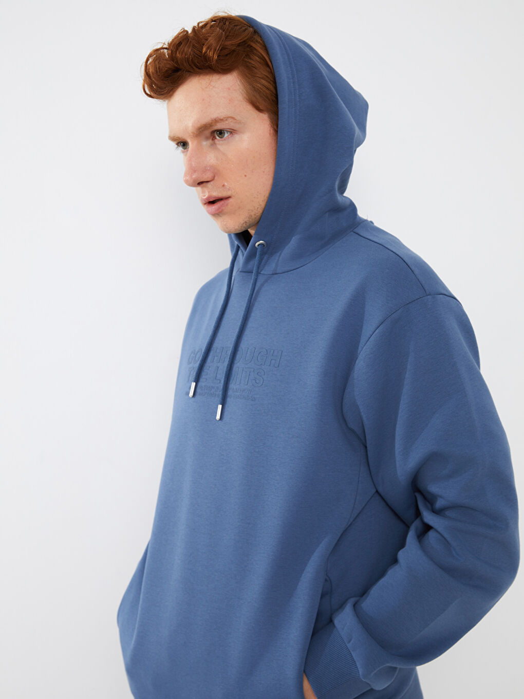 XSIDE İndigo Uzun Kollu Baskılı Erkek Hoodie