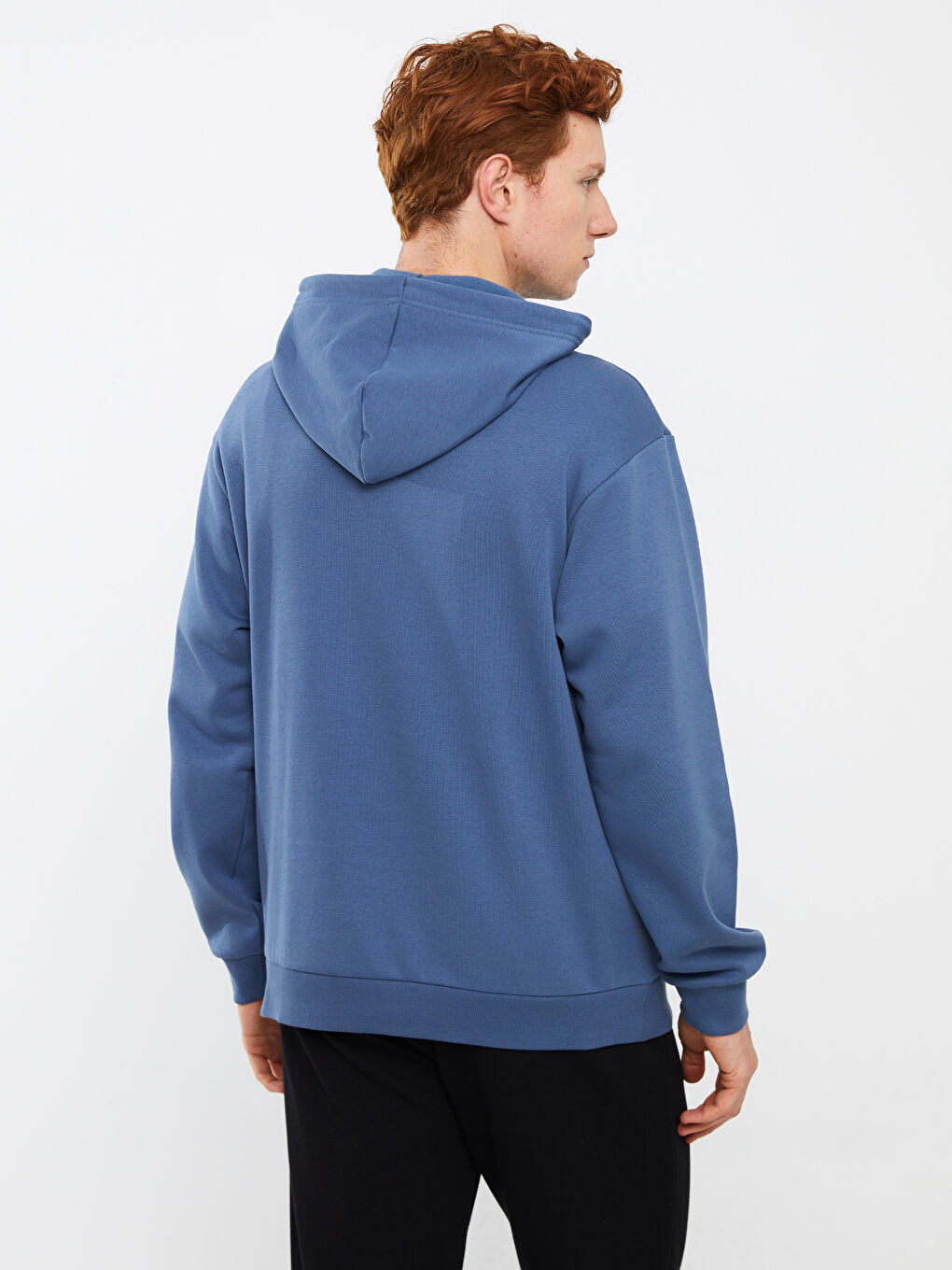 XSIDE İndigo Uzun Kollu Baskılı Erkek Hoodie - 4