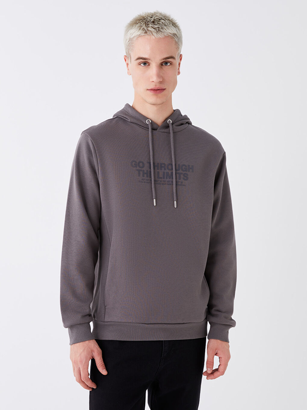 XSIDE Antrasit Uzun Kollu Baskılı Erkek Hoodie