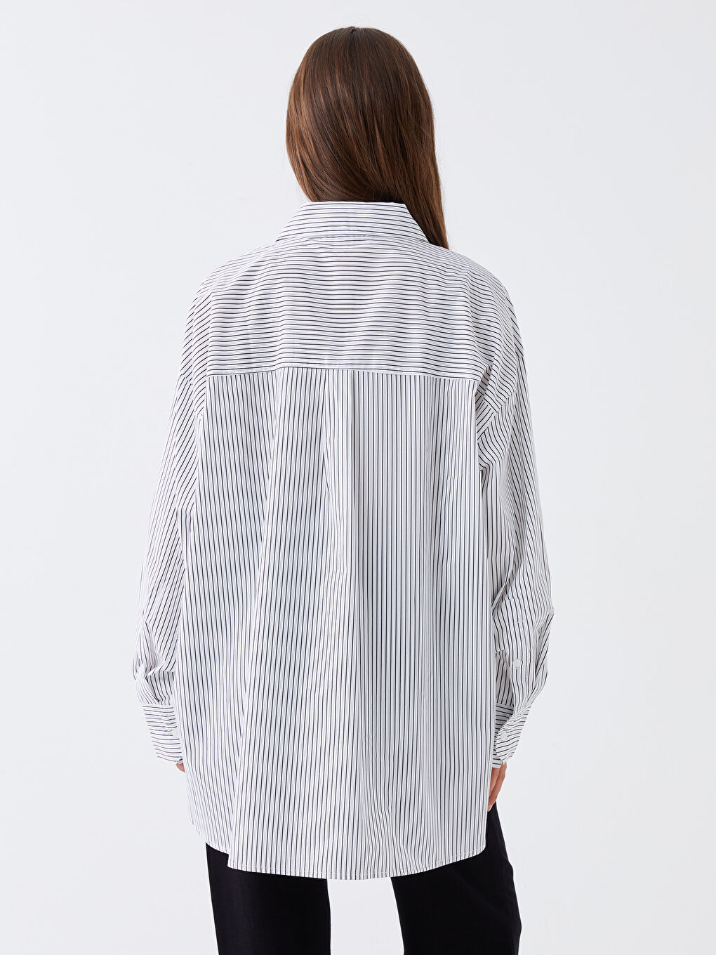 Striped Oversize Poplin Women's Shirt-4